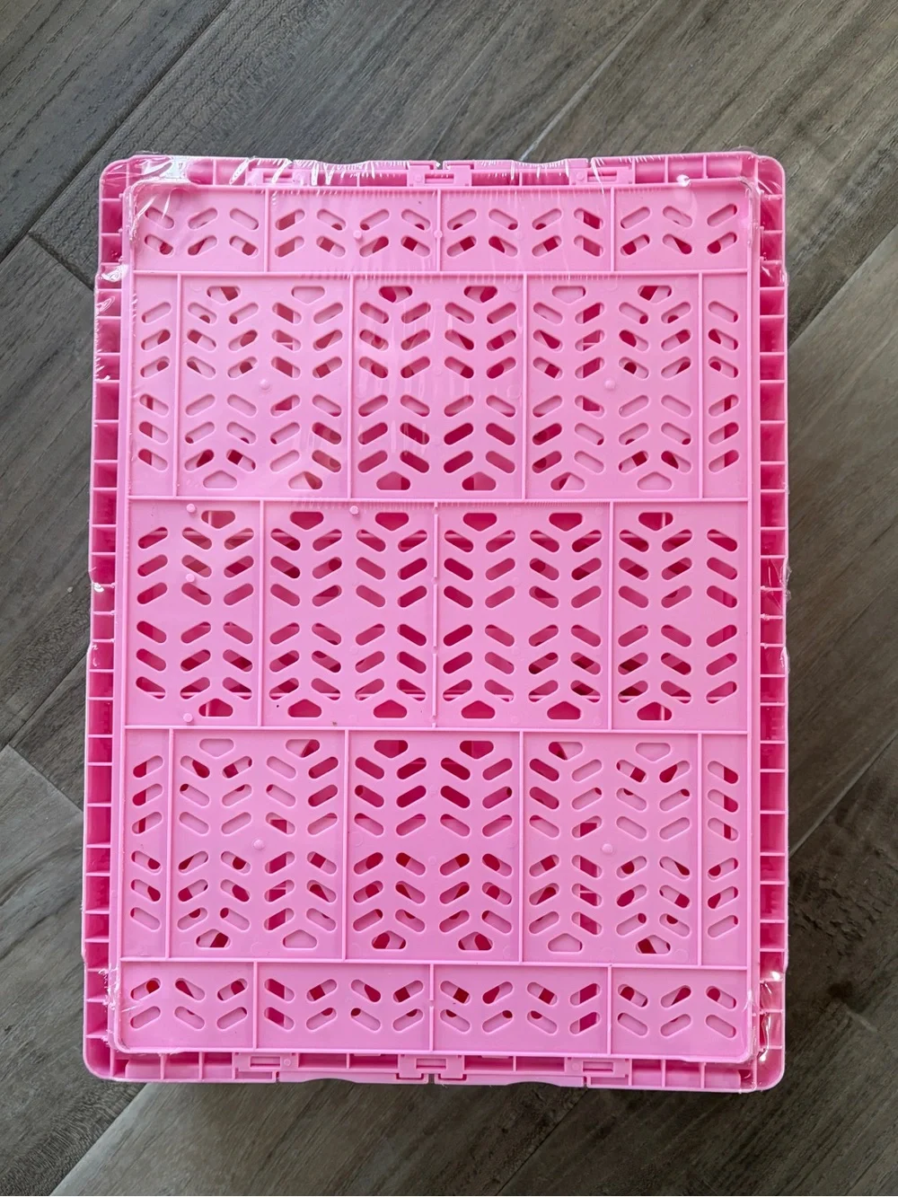 Pink Foldable Plastic Storage Crate - Durable Home Organizer